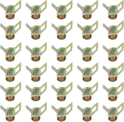 PATIKIL Spring Band Hose Pipe Clamps for 10-11.8 mm OD Hose, 30 Pack Silicone Vacuum Constant Tension Band Clips for Fuel Line Silicone Air Hose Tube Water Pipe, Gold in Saudi Arabia
