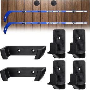 Hikeen 6/12 Pcs Hockey Stick Wall Mount Set,Hockey Stick and Puck Display Holder w/Protective Soft Liner,Ice Hockey Stick Wall Mount for Decor & Storage, Display Game Winning Hockey Stick and Puck