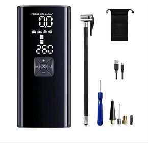 Portable Air Compressor. Tire Inflator,150PSI Car tire Cordless Inflator Pump, Intelligent Charging, SOS Warning, Emergency Lighting. Suitable for Car, Bicycle, Motorcycle, Ball.
