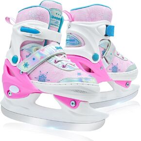 Adjustable Kids Ice Skates for Girls Boys Comfortable, Smooth Blades Snow Hockey Ice Skating Shoes for Outdoor Indoor Rink, Perfect for Beginner Winter Sports Ages 5-12
