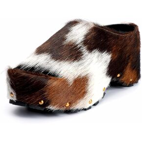 Xobzjh Hair -Hair Calfskin Clog Slide for Women - Memory Foam Luxury Slip on Shoes البغال والمنصة للسيدات ، بغل المصمم للنساء 2024 in Kuwait