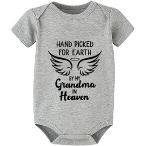 Hand Picked for Earth By My Grandma in Heaven Baby Outfit Short Sleeve Newborn Clothes
