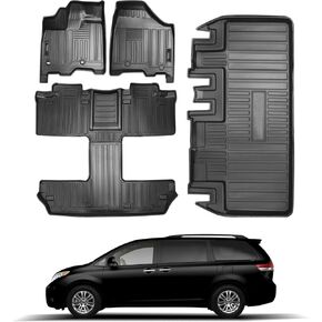Floor Mats Compatible for Toyota Sienna 2013-2020 8 Seat Cargo Liner Trunk Mat All Weather Rubber Mat for 2013 2014 2015 2016 2017 2018 2019 2020 Toyota Sienna Accessories