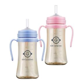 GROSMIMI PPSU Spill Proof Magic Sippy Cup 10 oz Bundle (Pink,Skyblue) 2 Pack