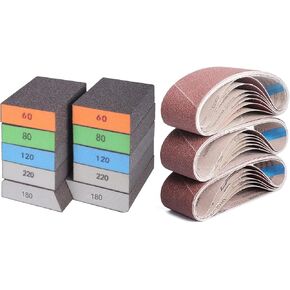 BOSHCRFAT 10 PCS Sanding Block and Sanding Belts