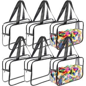 6 حزم حقيبة تخزين لعبة: Gordepy Clear Toy Organizer مع سحاب ، وأكياس السفر PVC المقاومة للماء لأساسيات غرفة اللعب ، وبنات البناء ، والحرف اليدوية