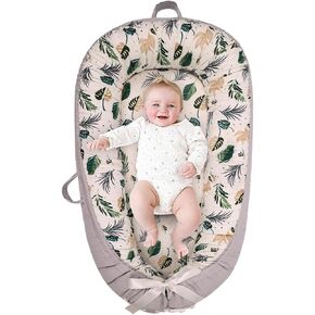 Baby Lounger Pillow for Newborn Sleeper Bed Infant Nest Co Sleeping Cover for Infant 0 3 6 12 18 24 36 Months Tummy Time Babies Essentials Bassinet Infant Girls Boys Lounger Floor Seat for Home Travel