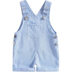 Toddler Boys Striped Shortall Suspender Jumpsuit Sleeveless Rompers Infant Baby Stripe Print Short Overalls