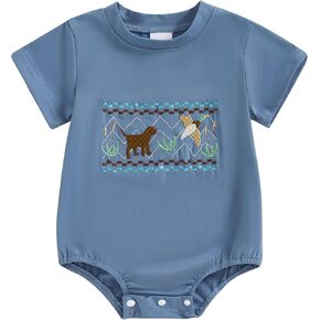Bagilaanoe Newborn Baby Boy Summer Romper Short Sleeve Bodysuit Plaid Mallard Duck Jumpsuits Summer Clothes