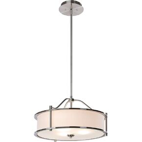 XiNBEi Lighting Pendant Lighting 18 inch 3 Light Drum Pendant Light with Fabric Shade and Glass Diffuser in Dark Bronze, Classic Convertible Drum Chandelier for Living & Dinning Room XB-P1199-DB