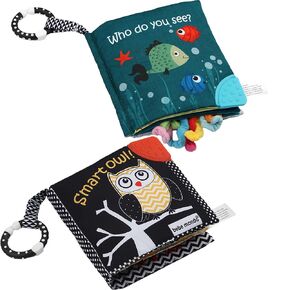 Fish Baby Crinkle Books & Owl Newborn Toys Infant Toys for Babies Infants 0-6, 6-12 & 12-18 Months, Books for 1 Year Old