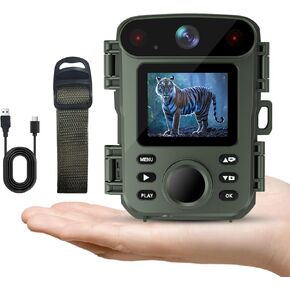Trail Camera Mini Game Camera - 32MP 1080P Lightning Fast Motion Detection with Night Vision 0.2s Trigger Motion Activated IP66 Waterproof for Wildlife Monitoring