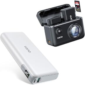 llano NP-FW50 18W Fast Dual Battery Charger Set with 20000mAh 65W Power Bank White for Travel, Outdoor,Camping and More 2-Pack 1100mAh Batteries, Smart Digital Display, Magnetic Snap Cover.