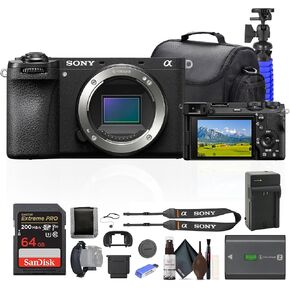 Sony a6700 Mirrorless Digital Camera Body Only (ILCE-6700), 64GB Card, Card Reader, Case, Tripod, Hand Strap, Memory Card Wallet and More