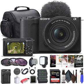 Sony Alpha ZV-E10 II Mirrorless Camera with 16-50mm Lens (Black) (ZVE10M2KB) - 64GB Memory Card, Filter Kit, Photo Software, Bag, 2 x NP-FZ100 Battery, Charger, Card Reader, More