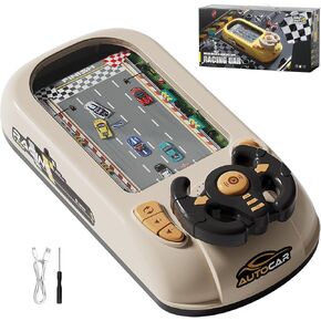 Car Racing Adventure Toy with Steering Wheel, Steering Wheel Toy with Music and Vehicle Sound, Interactive Simulation Racing Game Toy Driving Simulator Birthday Gift for Kids Boys Girls 3+ (White)