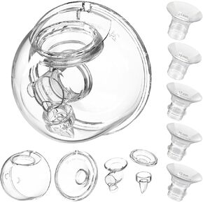 Wearable Breast Pump Replacement Parts, Milk Collector Cup, Compatible with TSRETE S12 S9 Kmaier S12, Include Duckbill Valve, 24mm Flange, Silicone Diaphragm, Linker, Extra 5pcs Flange Inserts