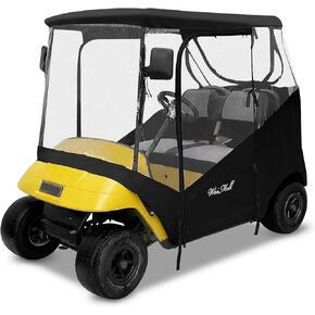 2 Passenger Golf Cart Enclosure Fit for EZGO TXT, Waterproof Snowproof Golf Buggy Keep Warm Cover, Golf Cart Cover with 4-Sided Clear Windows, Durable Curved Zipper