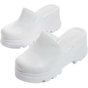 Saraya White - Premium Handmade Leather Comfort Clogs,White Pattern, All-Day Comfort and Support, Durable for Long-Term Use, Ideal for Doctors, Nurses, Veterinarians and Food Service