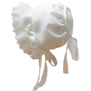 White Baby Girls Bonnet Lace Hat Caps Baptisma hat Infant Princess Sun Hat Flower Bonnet