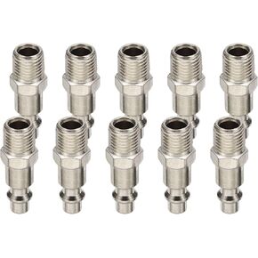 HARFINGTON 10pcs Industrial Air Plug 1/4" NPT Male M Style High Flow Quick Connect Air Fittings Air Compressor Accessories
