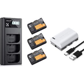LP-E6NH Battery Charger Set and USB-C 2600mAh LP-E6NH Battery