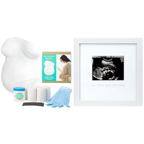 Kate & Milo and Tiny Ideas Pregnancy Keepsake Bundle - Belly Casting Kit & We Love You Already Sonogram Frame