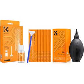K&F Concept 24mm Full Frame Sensor Cleaning Swab*10+20ml Sensor Cleaner+ Air Blower Compatible with Nikon Sony Canon DSLR Camera Sensor