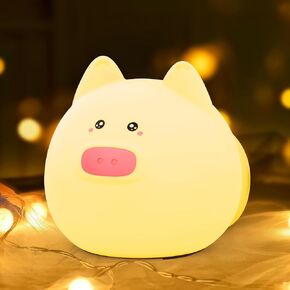 Elec3 Light Light for Kids ، مصباح طفل لطيف للسيليكون ، مصباح قابلاً للضوء ، مصباح ليلي حضانة ، ضوء ليلي خنزير قابل لإعادة الشحن ، مصباح بجانب السرير للرضاعة الطبيعية