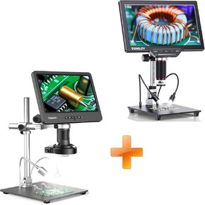 TOMLOV DM602 Pro 10.1" HDMI Digital Microscope 2000x, Pro Boom Arm Stand,LCD Soldering Microscope with 3 Lens + TOMLOV DM202 16MP Coin Microscope with Screen,Micro Soldering Microscope for Adults