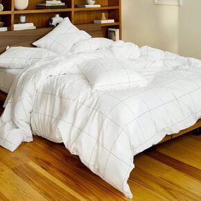 Brooklinen Luxury Sateen 4 Piece Queen Size Sheets Set in Cream - 100% Cotton Sateen Sheets - 1 Fitted Sheet, 1 Flat Sheet, 2 Pillowcases - Best Luxury Sheets