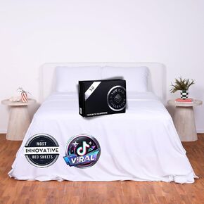 THE LAD COLLECTIVE 3.0-4-Piece Bedding Set with Fitted Sheet, Top Sheet & 2 Pillowcases - Luxury Bed Sheets for Full Size Beds - Premium Bedroom Essentials - Malibu White/Queen
