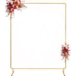 Liacere Wedding Arch Backdrop Stand, 6.6x6.6 FT Gold Wedding Arches for Ceremony Square Metal Balloon Arch Stand Garden Arbor Frame for Wedding Birthday Party Photo Booth Background Decoration