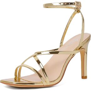 Mostrin Strappy Heels for Women Square Open Toe Lace Up Heeled Sandals Ankle Strap Sexy Stiletto High Heels for Party, Prom, Dating, Wedding