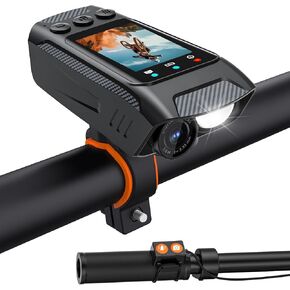 Bike Camera Bicycle Video Cameras Recorder Action Cameras 4K 30fps EIS 40MP, Vlogging Cameras Bike Lights Sets Electric Bike Horns 3 in 1, Sports Cameras w/32G Memory Card