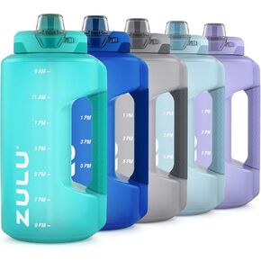 ZULU Goals Large Water Bottle Jug with Time Marker & Handle for All Day Hydration | Silicone Soft Straw with Locking Leak-Proof Lid | For Gym, Camping, Workout, and Outdoors | BPA-Free | 64oz, 128oz