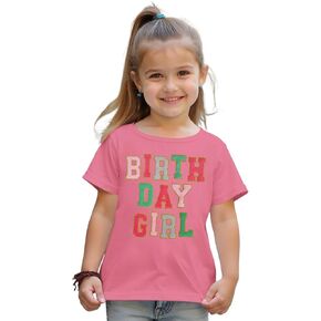 IZYJOY Birthday Girl Shirts Toddler 2nd 3rd 4th 5th 6th Birthday Glitter Patch T-Shirt Bday Outfit Short Sleeve Tee Tops