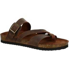 Eden - Women's Casual Flat Strappy Slip-On Cork Footbed Sandals