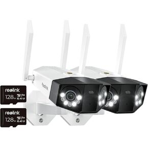 REOLINK Camerax2 with 2X 128GB microSD Card Bundle, 16MP Security Camera System, 24/7 Recording
