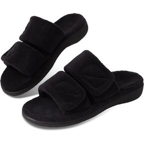 Magtoe Women's Adjustable Straps Slippers with Arch Support Open toe Indoor Slip on Slippers Cozy Memory Foam