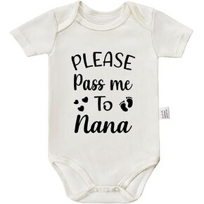 Please Pass Me to Nana Bodysuit, Newborn Girls Clothes, Grandma Baby Clothing, Infant Outfits 0-24 Month