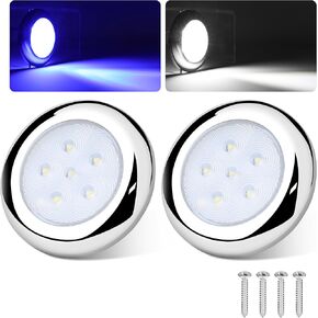 3inch RGBW Boat Courtesy Lights, IP68 Waterproof Stainless Steel Boat Interior Exterior Deck Cabin Transom Cockpit T Top Marine Led Light for Fishing Pontoon Bass Sailboat