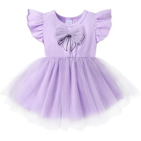 Toddler Baby Girl Summer Tutu Dress Princess Ruffle Casual Tulle Dress Bowtie Sleeveless Mesh Dresses 9M-4T