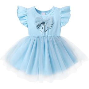 Toddler Baby Girl Summer Tutu Dress Princess Ruffle Casual Tulle Dress Bowtie Sleeveless Mesh Dresses 9M-4T in Kuwait