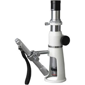 AMSCOPE H100 ميدان محمول قياس المجهر ، التكبير 100x ، حقل عرض 17 مم ، يشمل ضوء القلم