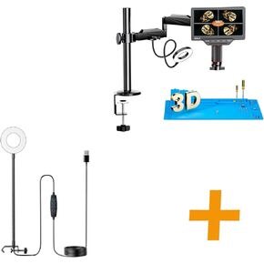 Elikliv Digital Microscope Gooseneck LED Light GL01, Three Color Modes, Brightness Adjustable, Flexible Gooseneck Light with Clamp+EM3K-3D Max