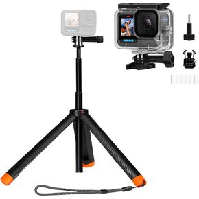 ترايبود سيلفي مقاوم للماء مع قضية سكنية مقاومة للماء لـ Go Pro Hero 13/12/11/10/9 Black