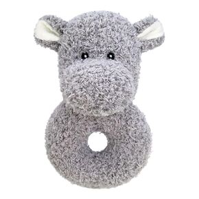 Baby Hippo Soft Rattle Toy, Plush Hippo Infant Shaker Rattle Easy-Grasp Stuffed Animal Toy, Gifts for Newborns Babies Toddlers Boys Girls, Gray, 6 Inches
