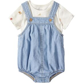 little planet by carter's Baby 2-piece Organic Cotton Overall Set, Chambray, NB