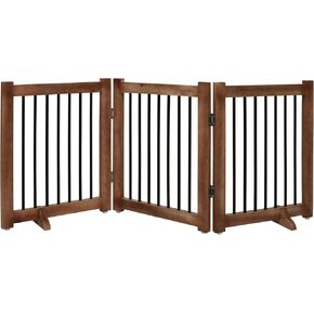 ALPHA Living HOME Freestanding Dog Gate – Foldable Wooden Pet Gate with 54x24-Inch Wood Gates, Adjustable Indoor Dog for House, Stairs, Hallway – Stylish & Durable Pet Safety Barrier